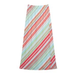 Chicos Womens Size 0 Multi Color Diagonal Stripe Elastic Waist Maxi Skirt A-Line